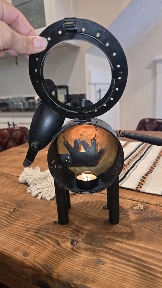 Brutality Industrial Metal Art Pregnant Dog Candle Holder Decor Sculpture - Image 2 of 4