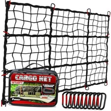 Premium 4'x6' Heavy Duty Cargo Net Stretches to 8' x 12', Extra Thick 10mm