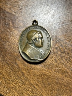 POPE PIUS IX MEDAL VINTAGE ORIGINAL BACK OF MEDAL ST MICHAEL EX RARE LARGE EX