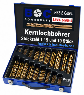 HSS E Co5 Metallbohrer Kernlochbohrer Gewindebohrer Vorbohrer M3-M16 Bohrcraft