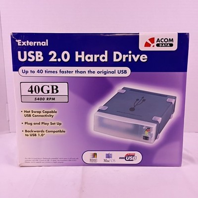 Acom Data External USB 2.0 Hard Drive 40GB 5400 RPM for PC or Mac Open Box