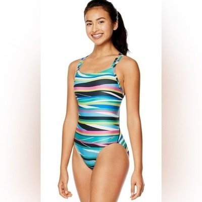 Speedo One Piece Prolt Volt Back Printed Sz 28/Small