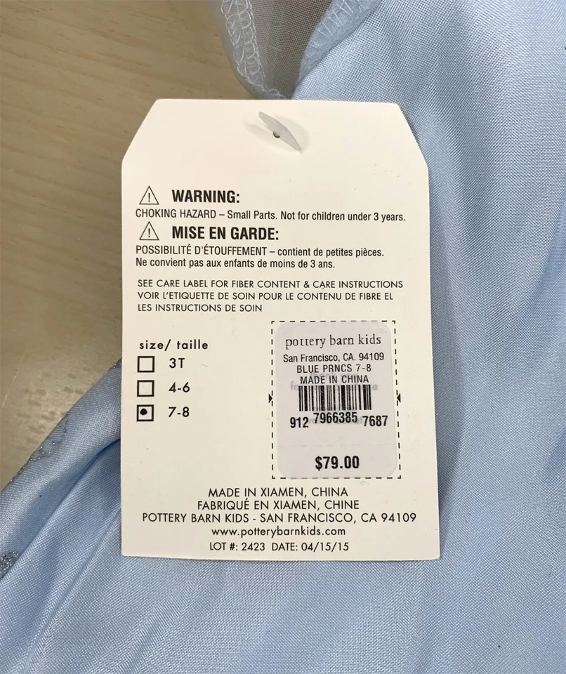Pottery Barn Niños 2 Piezas HALLOWEEN Azul Princesa Vestido y Capa con Capucha Talla 7-8 Foto 3 de 4