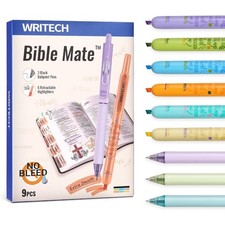 Bible Journaling Set No Bleed Highlighters and Black Ballpoint Pens with Fast