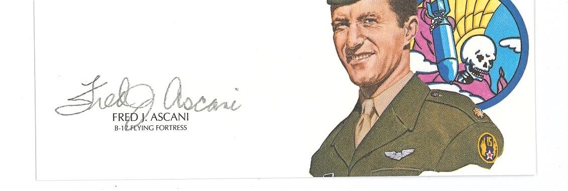 Fred Ascani Signed Cut Signature GOE Lithograph 1992 (d) WWII B-17 Pilot