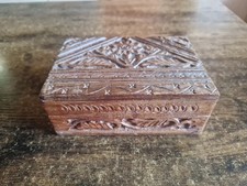 Vintage Hand Carved Wooden Jewelry Box