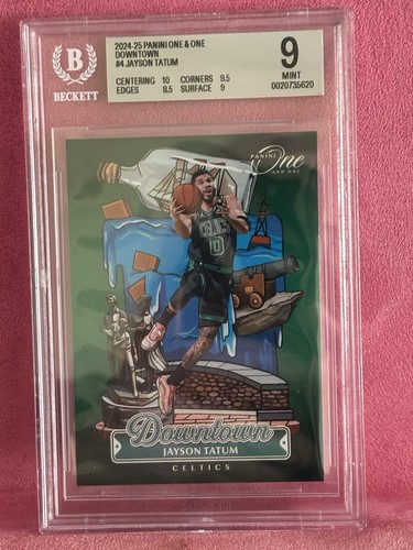 2024-25 Panini One And One Jayson Tatum #4 Downtown Celtics Case Hit SSP PSA 9