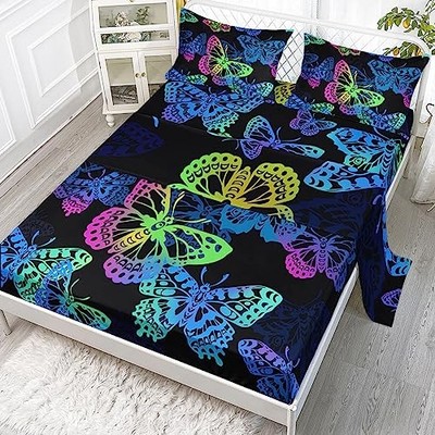  Butterfly Sheet Set Size,Cute Gradient Butterflies Sheets for Twin Multi24