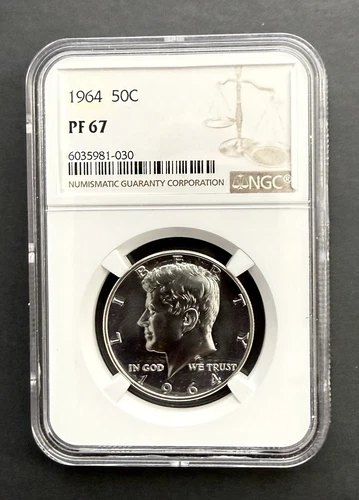 1964 KENNEDY HALF DOLLAR - 90% SILVER PROOF - NGC PF-67