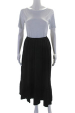 Sundry Women's Elastic Waist Tiered Unlined Pockets Maxi Skirt Black Size 1