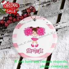 Cheerleader Ornament, Custom Cheer Ornament, Cheerleading Pom pom Girl, Chris...