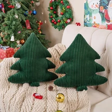 Christmas Tree Pillows Set of 2, Christmas Decoration Narrow Stripes Winter T...