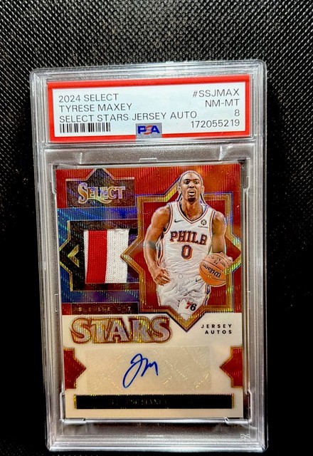 2024-25 Panini Select Select Stars Jersey Autos 01/30 Tyrese Maxey #SSJ-MAX Red