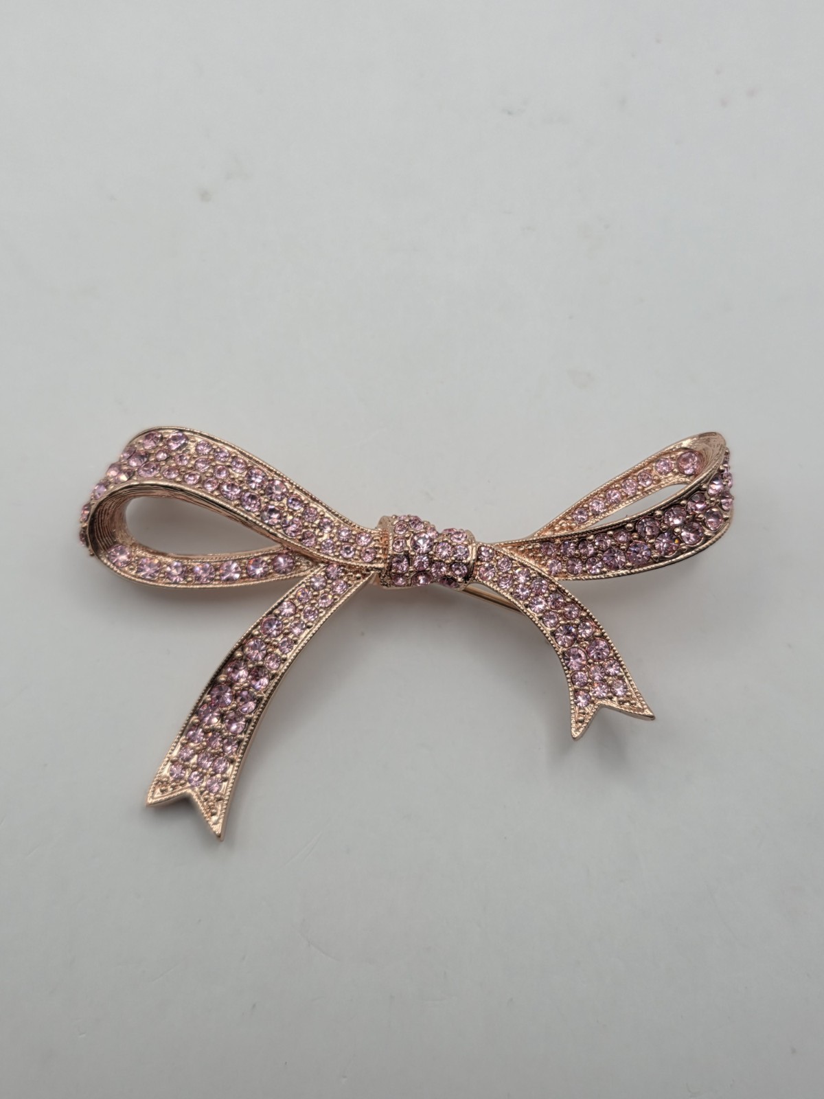 KJL Kenneth Jay Lane Pave Pink Ribbon Brooch & Pi… - image 4