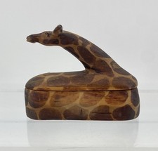 Hand Carved Wooden Giraffe Trinket Box Safari Animal Jewelry Keepsake Africa Art