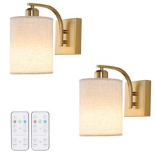 Rechargeable Battery Operated Wall Sconces Set of 2 with Remote, Wireless Gold
