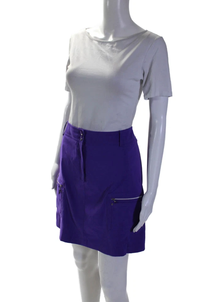 Pantalón corto cargo Jamie Sadock para mujer con cierre de botones línea A púrpura talla 14 Foto 2 de 4