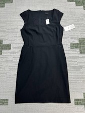 Ann Taylor The Scoop Neck Bi Stretch Shift Dress Womens 4 Black Tailored Fit New
