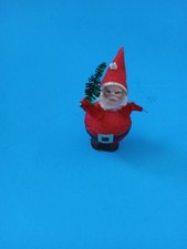 Vintage Christmas Red Santa With Tree Putz Cardboard Figure Ornament Japan