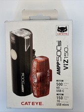 Image of CATEYE AMPP 500S & VIZ 150 Front & Rear Cycle Light Set - New - Packaging Tired