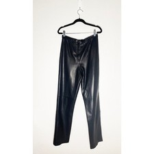 Vintage Liz Claiborne Women's High Rise Straight Leg Soft Leather Pants Trousers