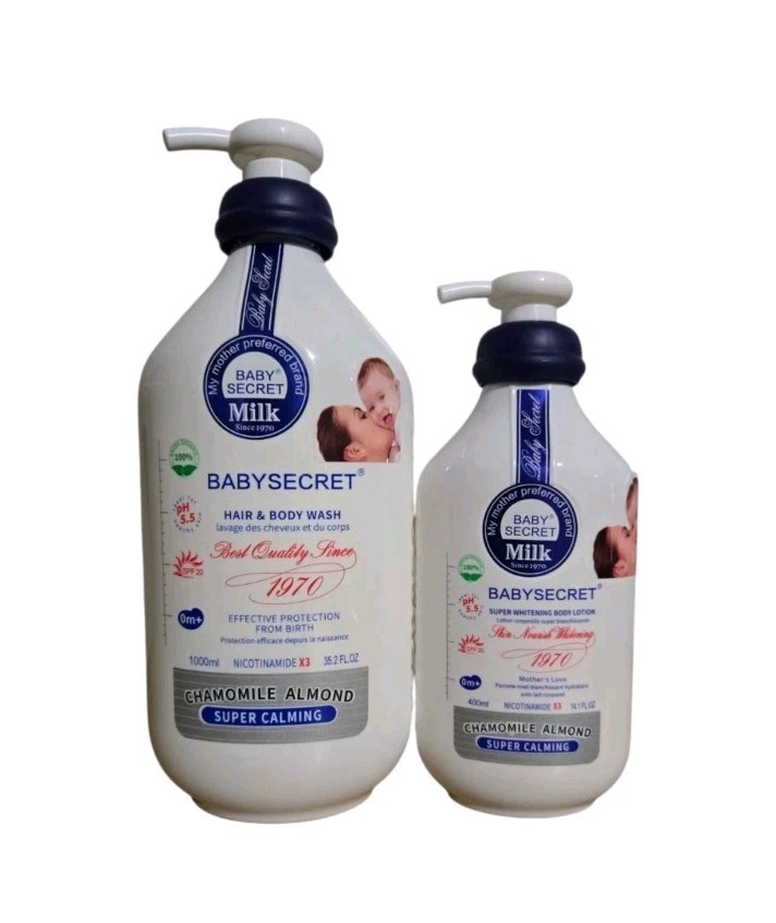 Baby Secret Super Whitening Chamomile Almond Lotion, Wash Protects From Day Old