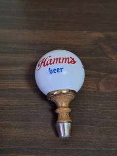 Vintage Hamms Beer Globe Pull Knob Tap Handle Advertising White Red
