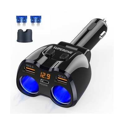 [2026 Upgraded] Cigarette Lighter Splitter, SUPERONE 180W 2-Socket Cigarette ...