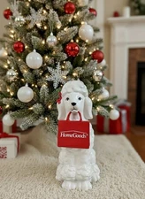HomeGoods Ceramic Poodle with Red Bow & Shopping Bag – Holiday Collectible