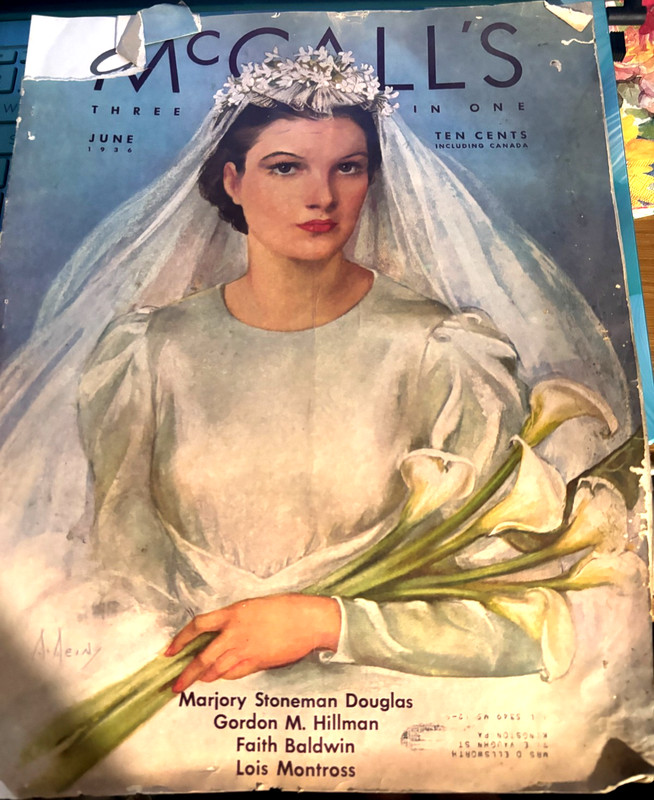 1936 JUNE MCCALL'S MAGAZINE - NEYSA MCMEIN Bride Cover, Fashion, Stories , Ads