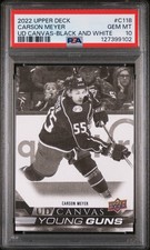 2022-23 Upper Deck Series 1 Carson Meyer UD Canvas YG Black And White RC  PSA 10