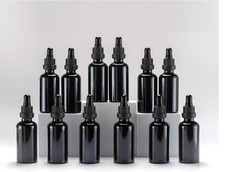 Pipette Bottle 50 ml Black Apothecary Bottle Glass Cosmetics - 12 Pcs