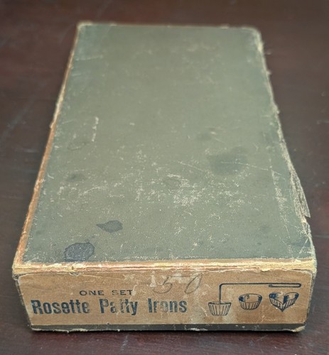 Vintage Rosette Irons w/ Original Box/Recipe Alfred Andresen & Co. Heart & Cup - Picture 3 of 8