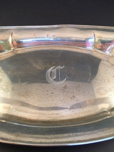 SOLID STERLING SILVER OVAL SERVING BOWL DISH MARKED 7.6oz Silver C Monogram - Bild 11 von 11