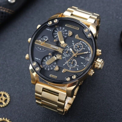 NEW Genuine DIESEL Mr Daddy 2.0 Chronograph Black Gold Large Mens