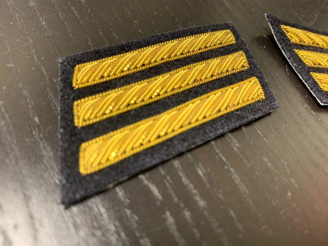 CSA Gold Embroidered Captains Bars - DARK BLUE Background Pair - NEW | eBay