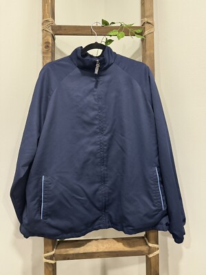 Official PGA Tour Golf Jacket Navy Blue Full Zip Wind And Water