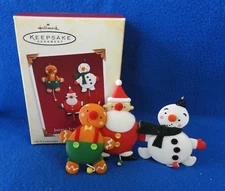 Hallmark Ornament 2005 Joyful Jumping Jacks Snowman Ginger Breadman  Santa
