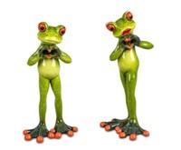 717290 Froschpaar Stehend 16Cm Kunststein Gefertigt & Mit GläNzender OberfläChe