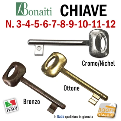 CHIAVE SERRATURA PORTA INTERNA PATENT BONAITI CHIAVI CF N 3-4-5-6-7-8-9-10-11-12