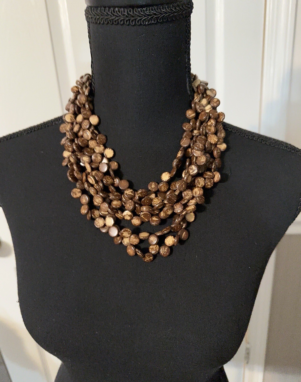 Vintage Boho MultiStrandTribalNecklaceWoodenBeads - image 2