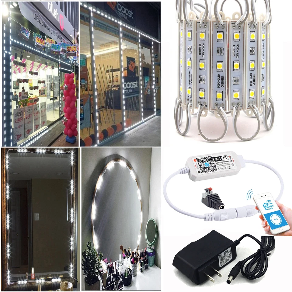 10-200ft 5050 3 LED SMD Module Light Store Front Window Sign Lamp w/WIFI Control - Image 3 of 4