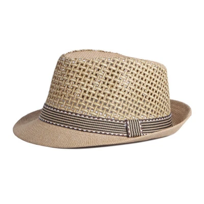 Unisexe Adulte Chapeau de Paille Fedora Casquette Soleil Plage Été Panama Jazz - Photo 1/4