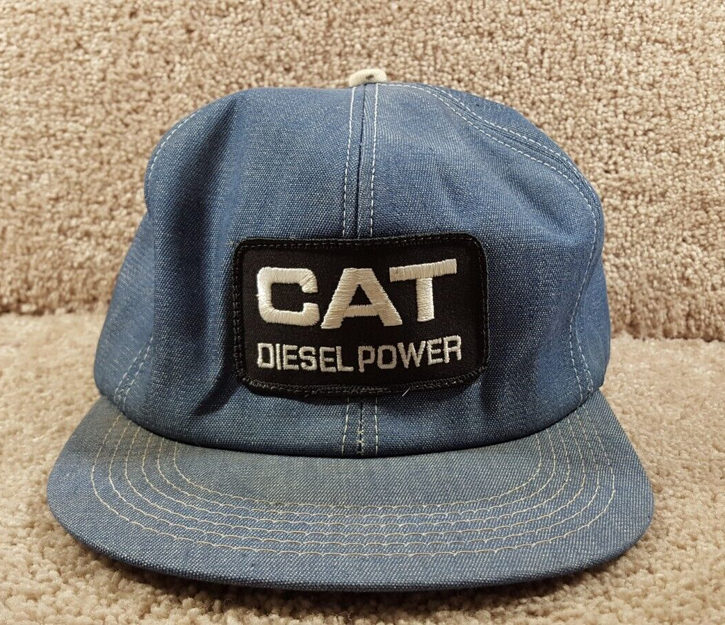 CAT Diesel Power Caterpillar Blue Denim Trucker Snap Back 