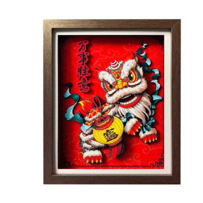 Lion Dance Paper Cuttings Gift Intangible Cultural Heritage Chinese