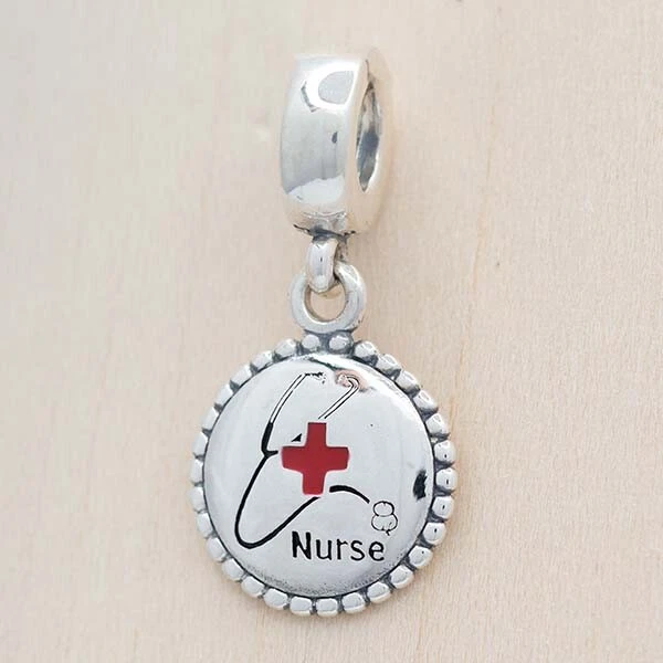 New Authentic Pandora Charm Engraved Nurse Dangle ENG791169 45 W Suede Pouch