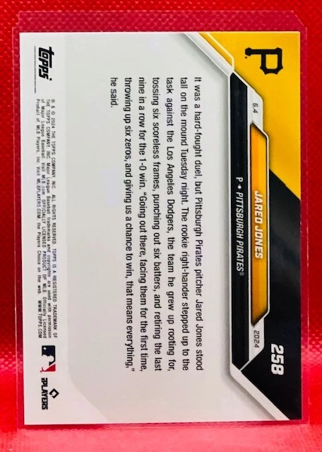 Jared Jones - RC 🔥Purple 04/25🔥 2024 MLB TOPPS NOW Card 258 - Pirates🏴‍☠️ - Image 2 of 2