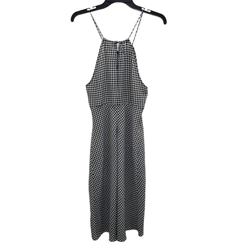 New York & Company Women's Black White Houndstooth High Neck Sleeveless Midi 4 - Picture 5 of 5