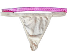 Vtg Victoria's Secret Sz M Logo Waistband Ivory Bikini Panties Second Skin