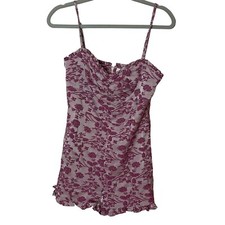 Likely Romper Womens Size 8 Pink Floral Sleeveless Embroidered Sweetheart Neck